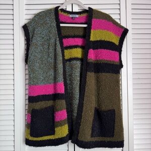 Iridium Apparel Alpaca Magic Vest Open Front Cardigan Color Block Boho Artsy